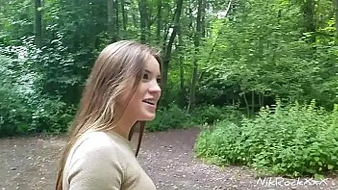 Russian babe gets her tight ass fucked in public park