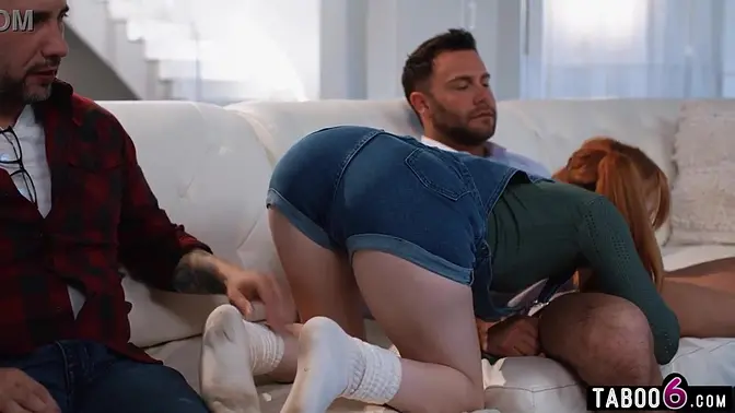 Young girlfriend double fucked by government official and her hunk