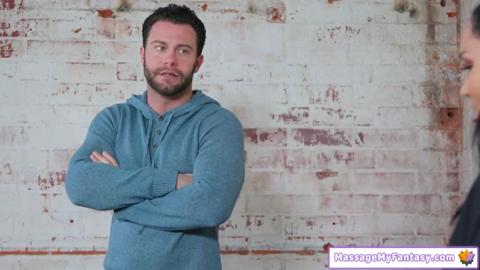 MassageMyFantasy com - Petite babe gives a potential investor a nuru massage The brunette bodyslides and gives an oily handjob The stunner gives head and gets fucked