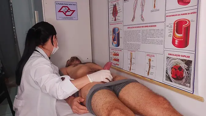Nurse gives massage and feels lucky guy's erection in the hospital