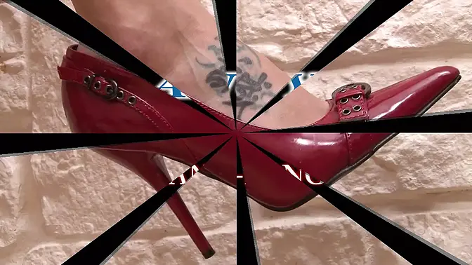 Naughty girl in red dress gets double penetration