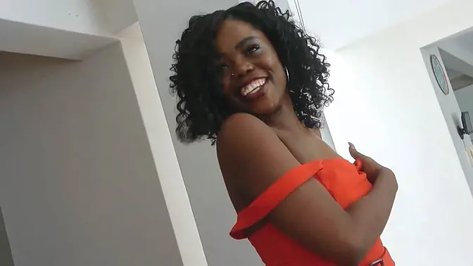 Real amateur ebony babe gets tricked into hardcore interracial action