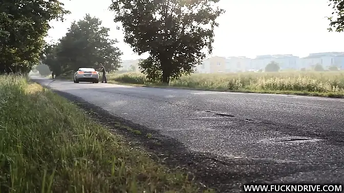 Teen girl gets lucky stranger's cock in her gaping ass