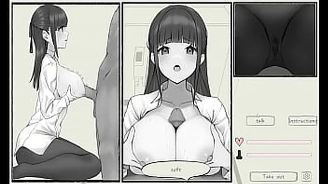 Curvy anime MILF in 3D PC game with giant tits