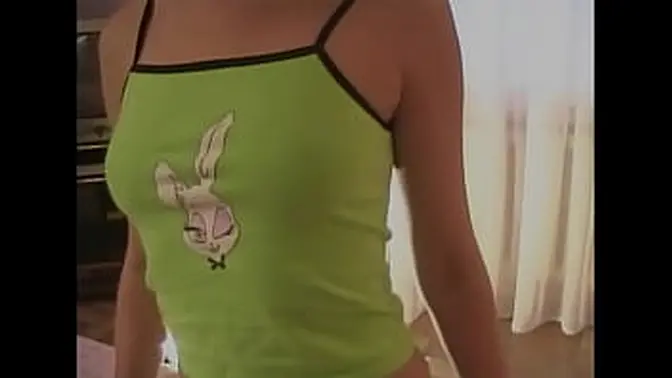 Teen strips and gives blowjob before getting fucked rough