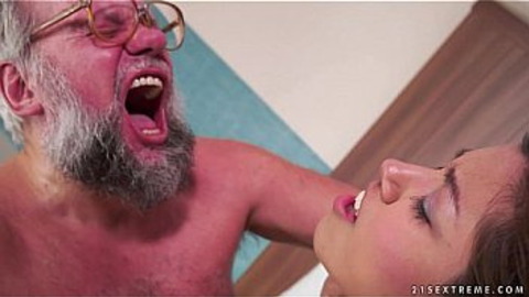 Hot young babe loves old cock