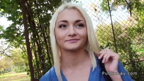 Blonde sucking dick and pounding in public pov