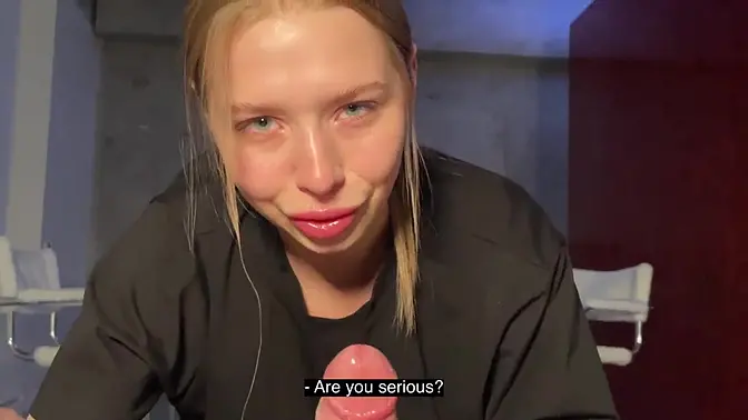 Blonde teen slut gets face drilled after party