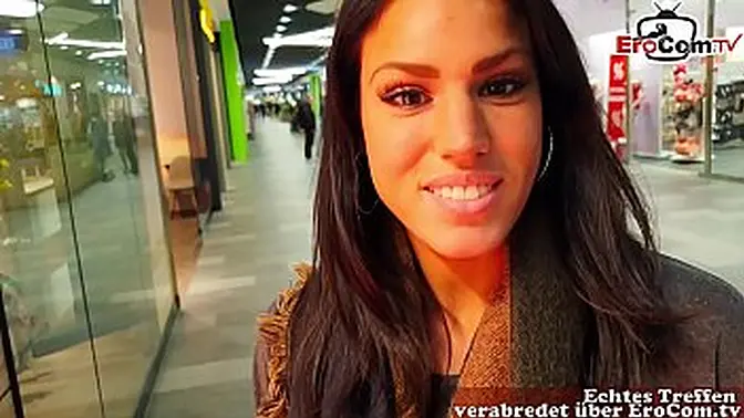 German amateur brunette model flirted and picked up for POV sex