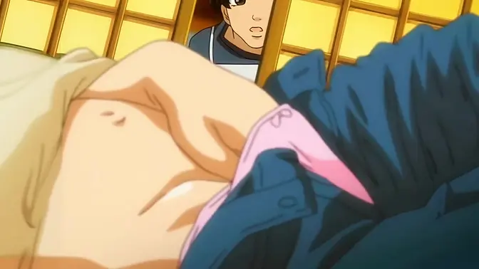 Mature anime MILF gets caught jerking off