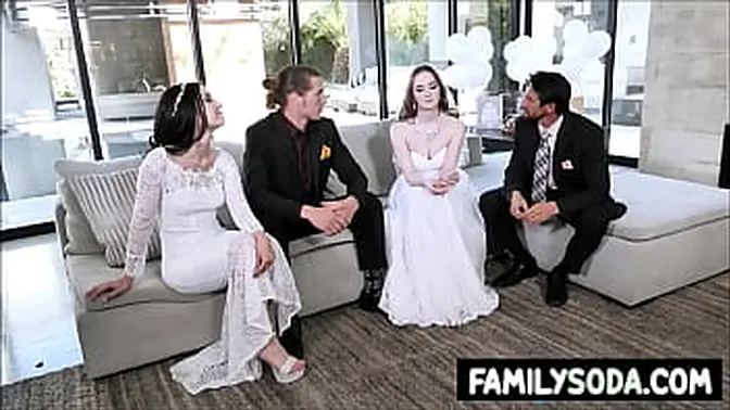 Hunky teachers show virginal brides how to fuck in a group