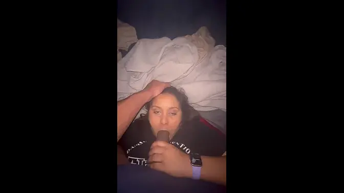 Latina GF with big tits goes down on cock