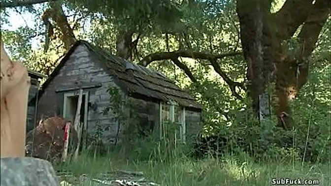 Blonde slave Iris Rose and journalist Chanel Preston in wood ritual gone wrong