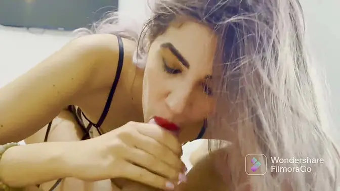 Young Latina GF gives sloppy blowjob to her big-dicked boyfriend