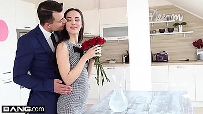 Petite European brunette Lilu Moon gets double penetration