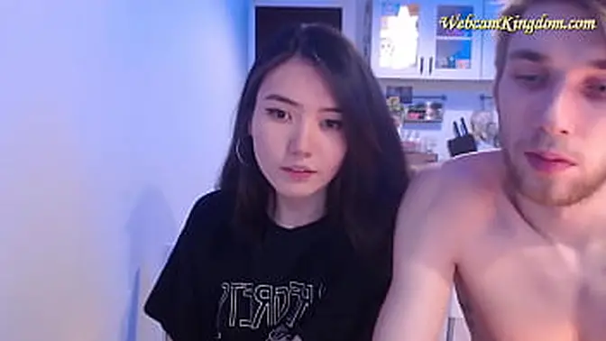 Skinny Asian girl flashes webcam guy
