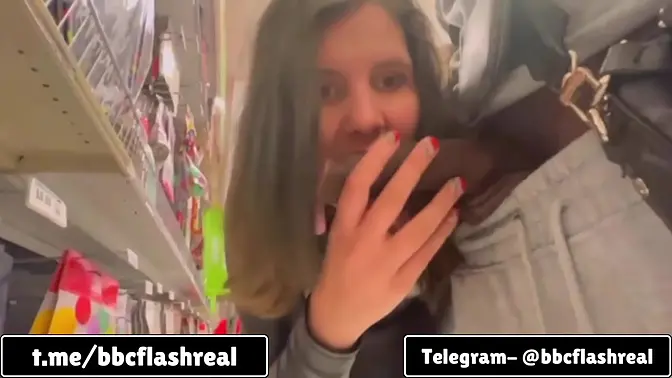 Goth girl sucks BBC in public store