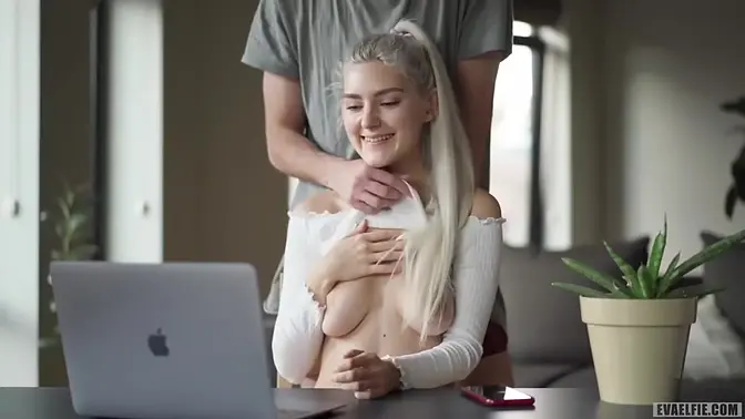 Eva Elfie gets pounded in a surprise Zoom meeting