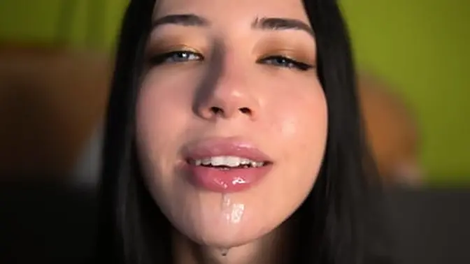 Busty brunette blows hot load