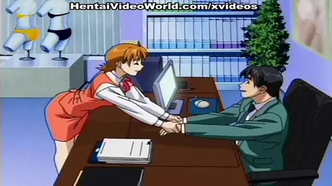 Naughty office babes in anime lingerie