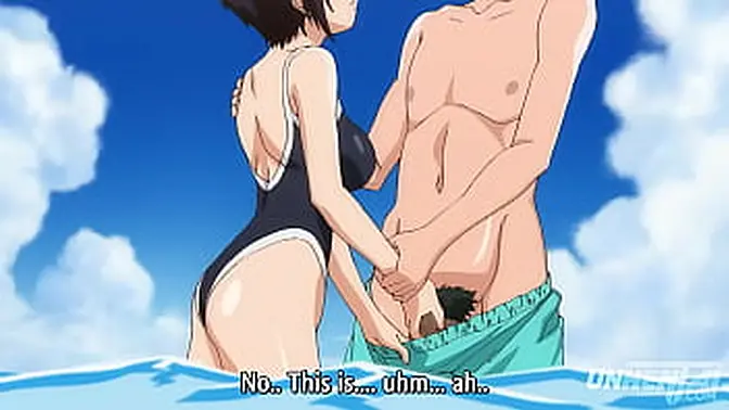 Stepsis goes topless at the beach and gets cum on her face