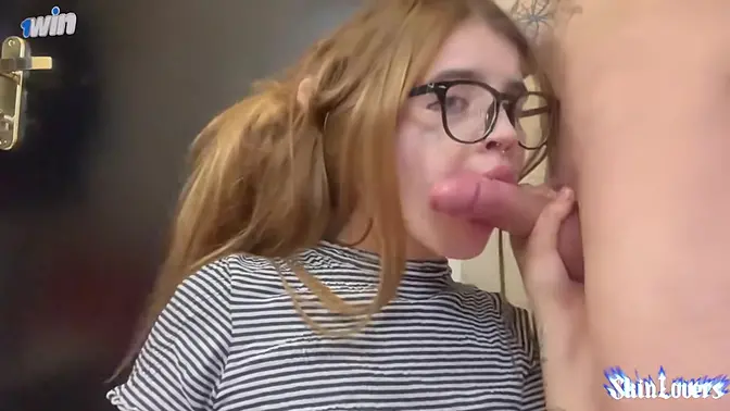 Slutty girl loves huge cock, cums hard