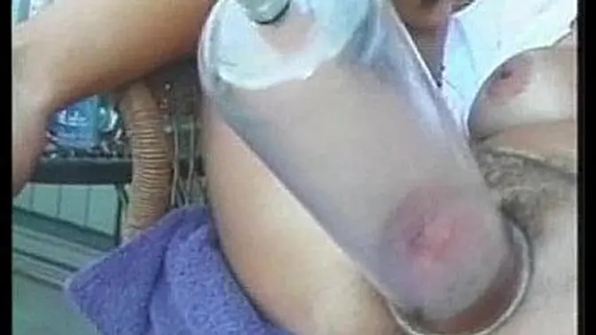 Nasty prolapse pumping with ass and pussy toys