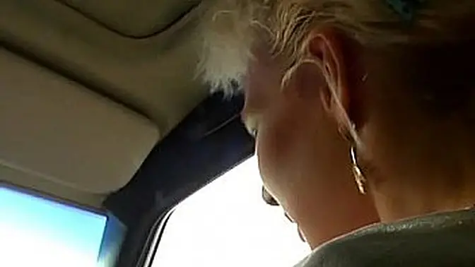 Blond German dame gets picked up and fucked in the backseat of a car