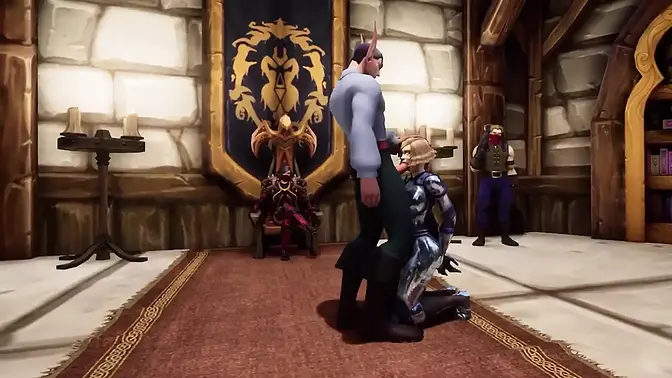 King and elf princess enjoy intimate coupling in the throne room