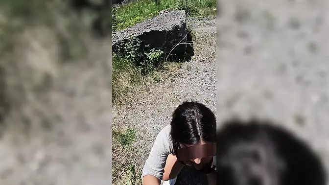 Beautiful, busty teacher gets huge cock glazed on a hike