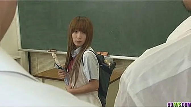Two Guys Pound Sana Anju's Tight Holes in Class