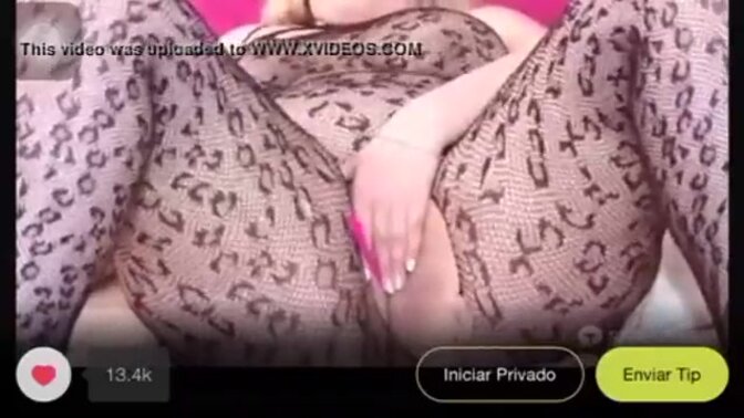 Busty blonde takes center stage as she shows off her huge boobs on a live