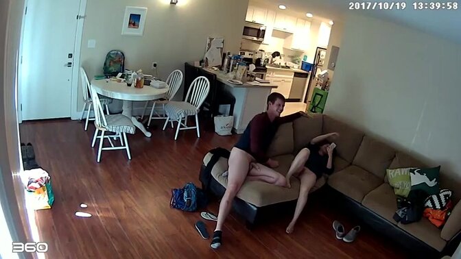 Homemade webcam catches cheating GF getting fucked by another guy 