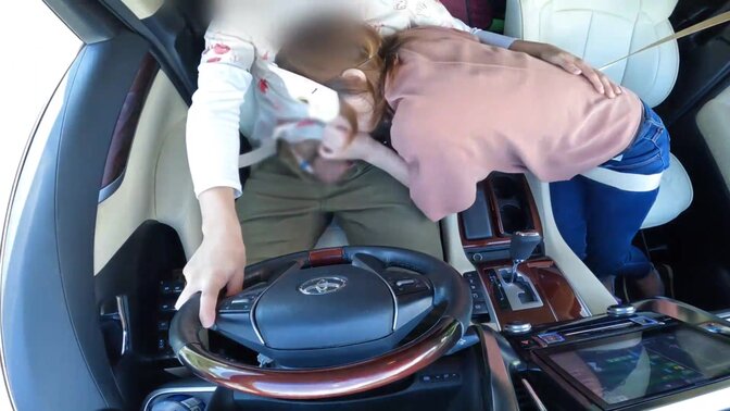 Married Asian MILF gives a hot blowjob in a car