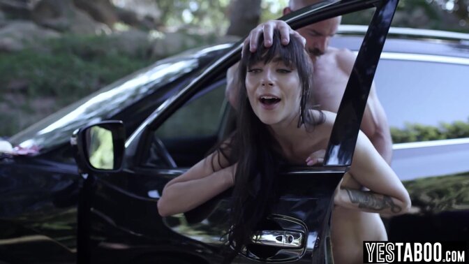 Stepson's GF gets pounded by big cock stepdad in the car