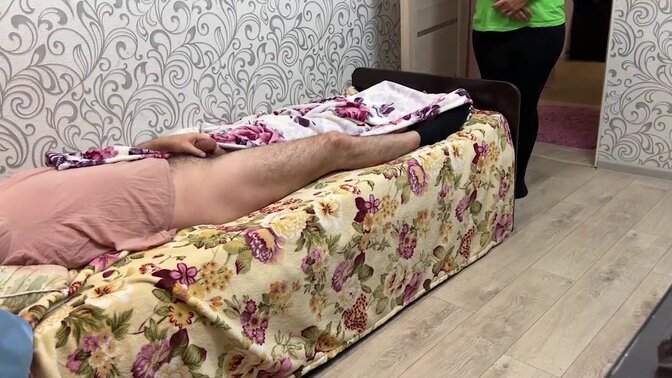 Stepmom watches son jerk off and cum before they fuck in anal