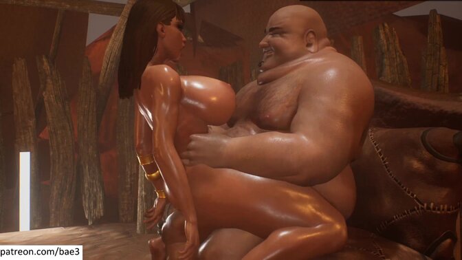 Fat guy pounds big-titted babe