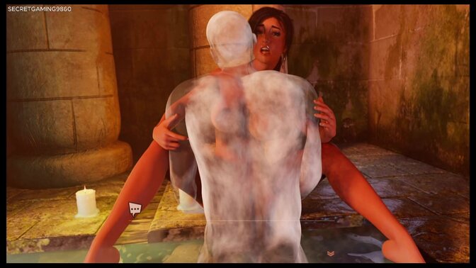 Lara Croft takes on a massive monster cock in an animated session 