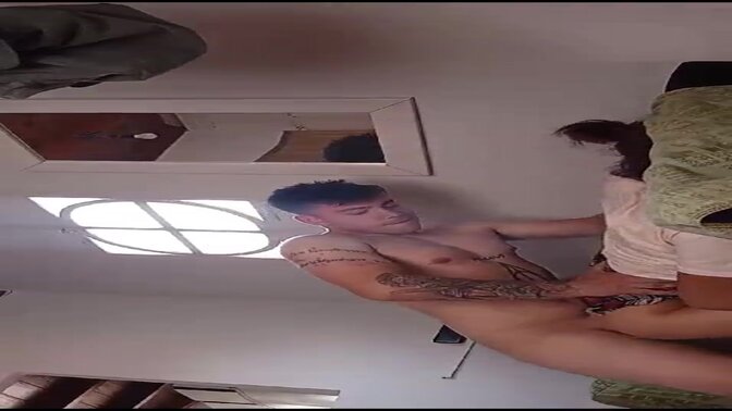 Amateur with perfect tits enjoys a crazy couch ride