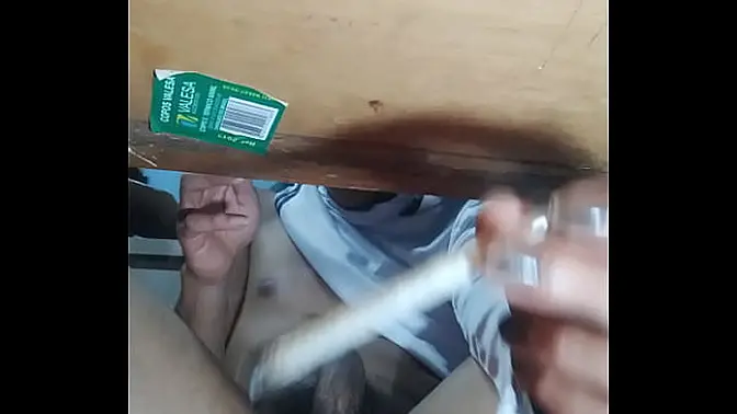 POV: masturbating under the table until he cums during home off