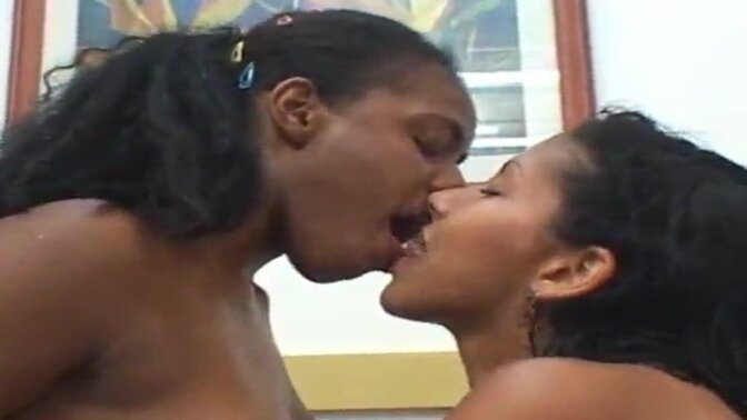 Two ebony lesbians engage in rare and explicit enema play.