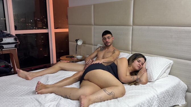 My step uncle watches me sleep in my lingerie, but he can't resist fucking