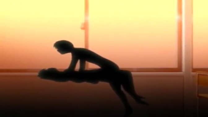 Anime hottie gets it on with a giant cock