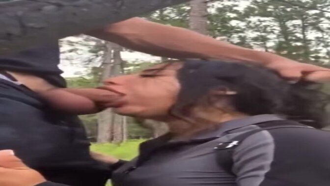 Hot girlfriend gives a deepthroat blowjob