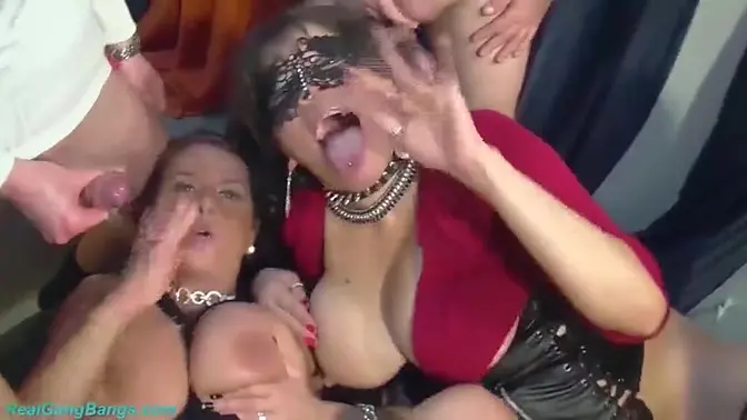 Secret German MILF group bang with big tits and deepthroat