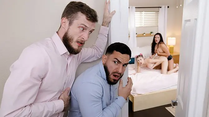 Step daughters Brie Klein and Alice Visby get wild in hardcore foursome