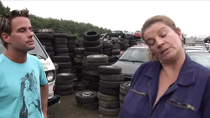 Sexy mechanic gets fucked hard and harder