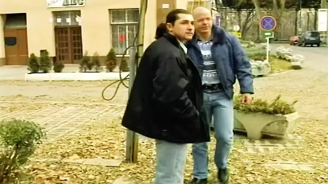 German babe with big round tits gets her shaved twat smashed