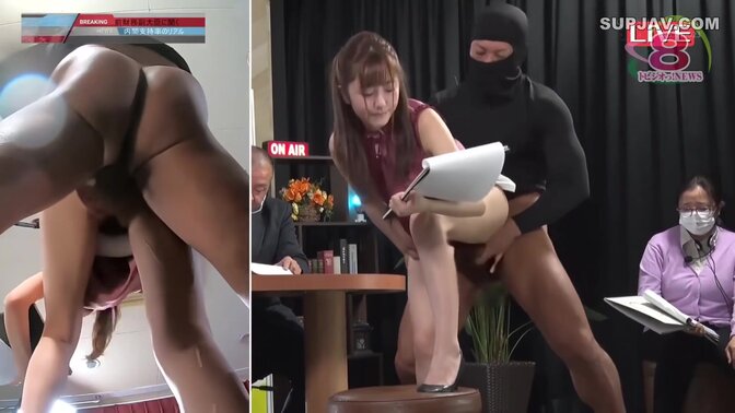 Hot Japanese reporter gets a surprise squirt