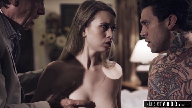 Step sister gets it from both her step dad and step bro